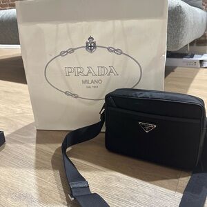 Prada Black Re-Nylon and Saffiano Shoulder Bag